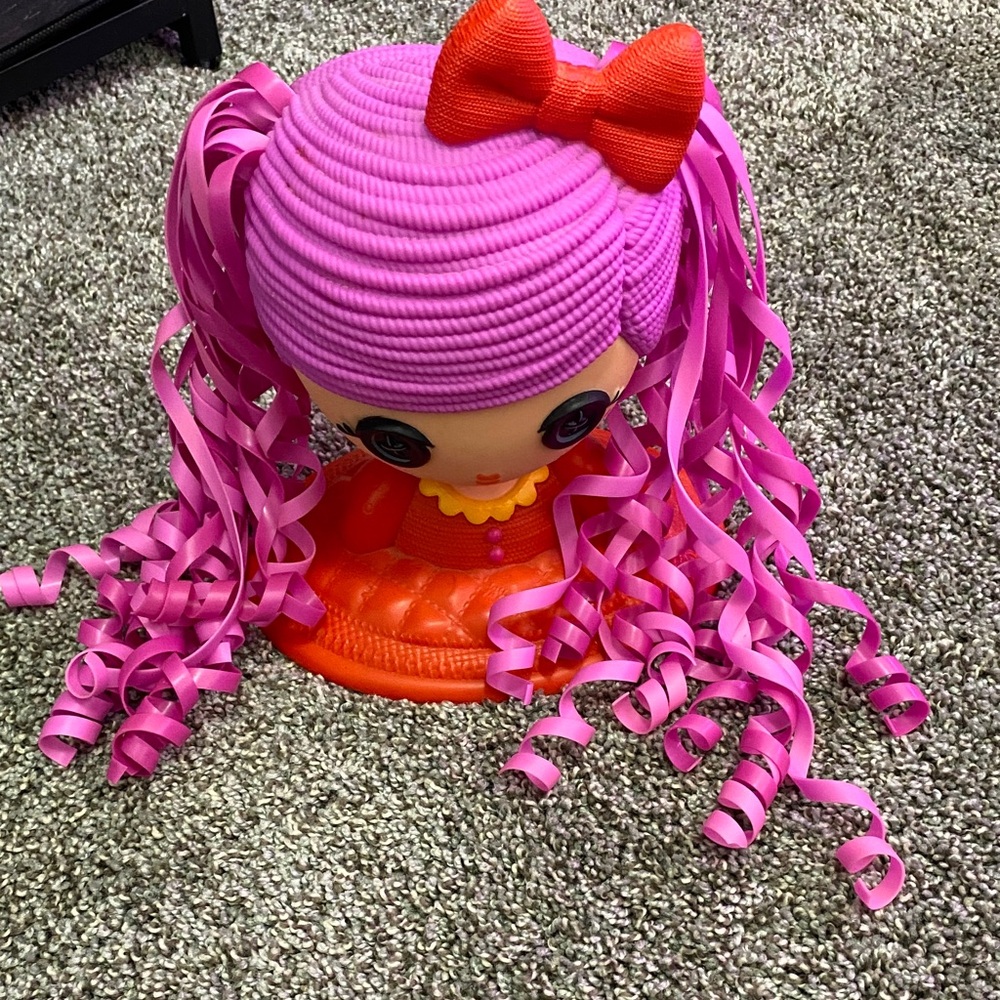 Lalaloopsy Doll Style Head with Pink Hair and Orange Red‎ Outfit